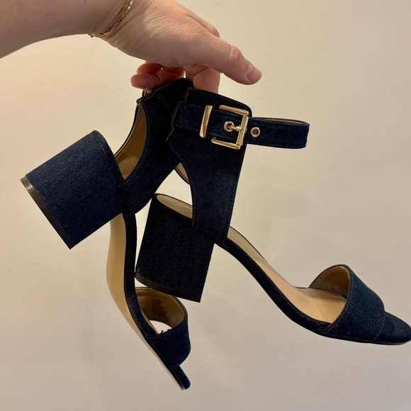 Lord & Taylor 424 Fifth Ankle Stap Denim Block Heels | Size 7 US - Picture 3 of 9